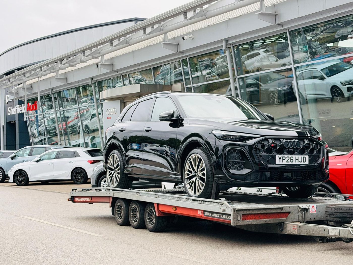 Audi transported on a vehicle trailer